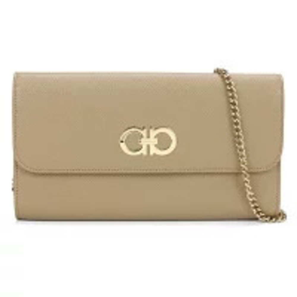 Salvatore Ferragamo Shoulder Bag Chain Beige Cream Crossbody